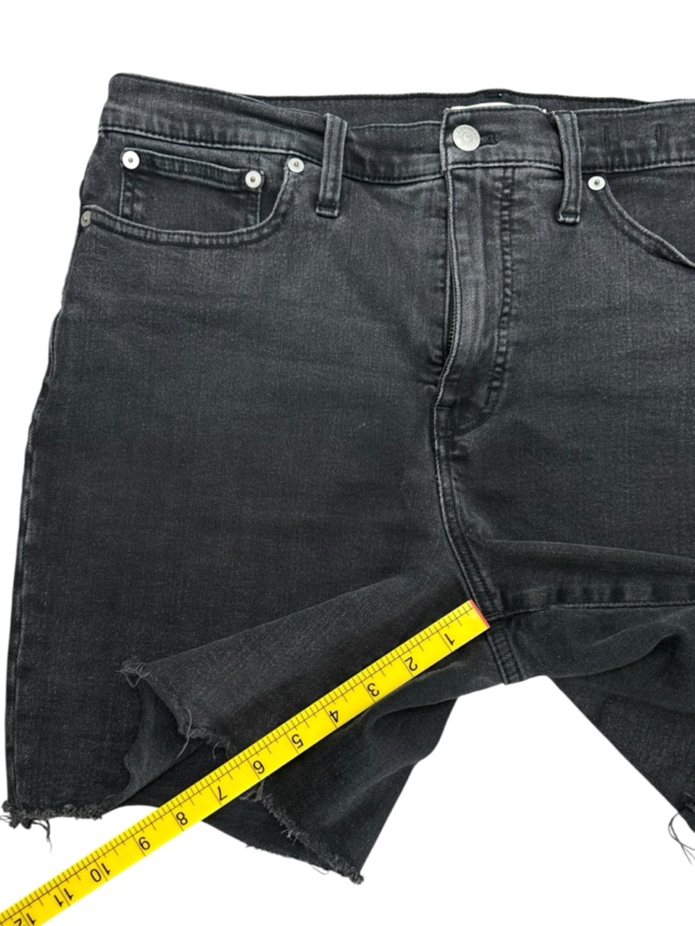 Madewell High-Rise Denim Mid-Length Shorts Washed Black Denim Cutoff Bermuda 31 - Picture 5 of 9